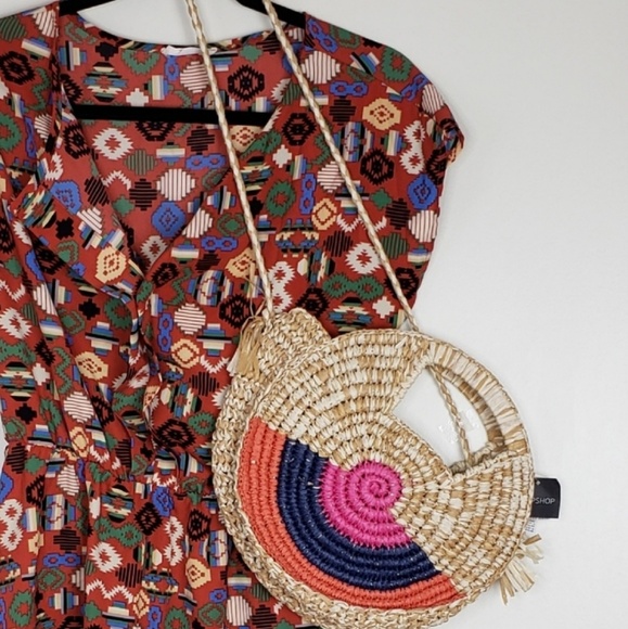 Topshop Straw Crossbody Bucket Summer Bag - Picture 6 of 6